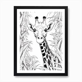 Line Art Jungle Animal Giraffe 1 Art Print