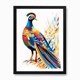 Colourful Geometric Bird Pheasant 5 Art Print