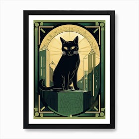 The Tower, Black Cat Tarot Card 0 Art Print