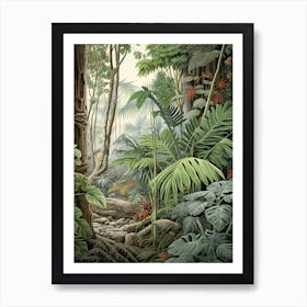 Vintage Jungle Botanical Illustration Monstera 1 Art Print