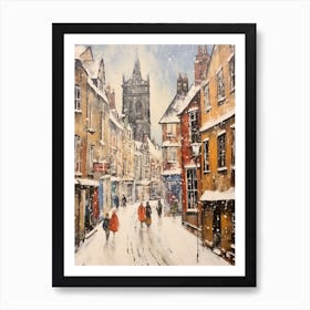 Vintage Winter Painting Durham United Kingdom 1 Art Print