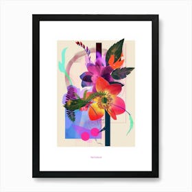 Hellebore 1 Neon Flower Collage Poster Art Print