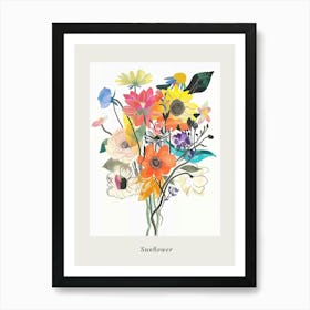 Sunflower 2 Collage Flower Bouquet Poster Art Print