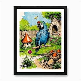 Parrot In The Garden 1 Art Print