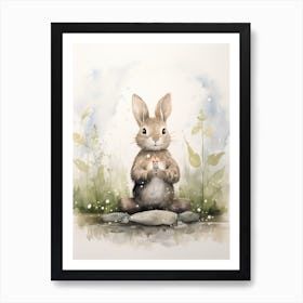 Bunny Meditating Rabbit Prints Watercolour 4 Art Print