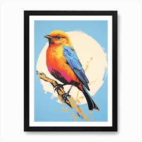 Andy Warhol Style Bird Eastern Bluebird 2 Art Print