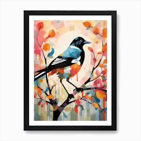 Bird Painting Collage Magpie 5 Art Print