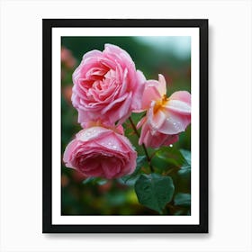 English Roses Painting Rose With Dewdrops 2 Art Print
