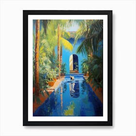 A Painting Of A Dog In Jardin Majorelle Gardens, Morocco In The Style Of Impressionism 03 Art Print