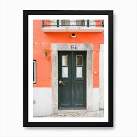 Lisbon Door 29 Orange Wall Charm Art Print