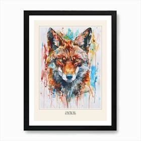 Jackal Colourful Watercolour 2 Poster Art Print