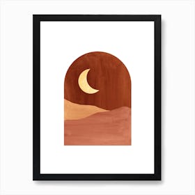 Moon and desert, terracotta landscape Art Print