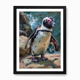 African Penguin Stewart Island Ulva Island Oil Painting 4 Art Print