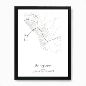 Bongaree,Australia Minimalist Map Art Print