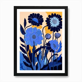 Blue Flower Illustration Gaillardia 2 Art Print