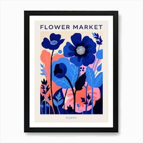 Blue Flower Market Poster Poppy 1 Art Print