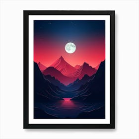 Landscape With A Full Moon Art Print