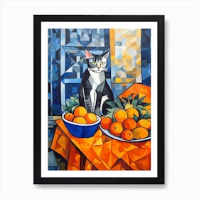 Bouvardia With A Cat 2 Cubism Picasso Style Art Print