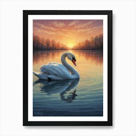 Sunset Swan Art Print