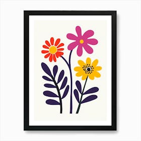 Flowers On A White Background 14 Art Print