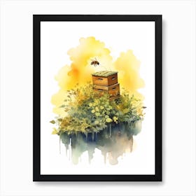 Apiary Bee Beehive Watercolour Illustration 3 Art Print