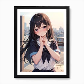 Anime Girl In School Uniform 7 Art Print