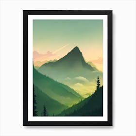 Misty Mountains Vertical Composition In Green Tone 181 Art Print