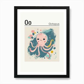 Animals Alphabet Octopus 4 Art Print