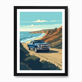 A Ford F 150 In The Pacific Coast Highway Car Illustration 4 Art Print