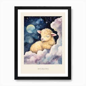 Baby Duckling 3 Sleeping In The Clouds Nursery Poster Art Print