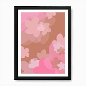 Pink And Brown Flower Collage Art Print