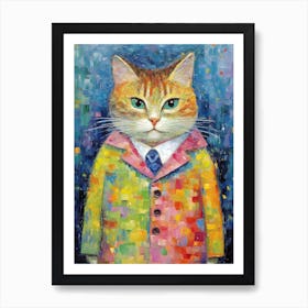 Whiskered Runway; Oil Painted Cat Chic Art Print