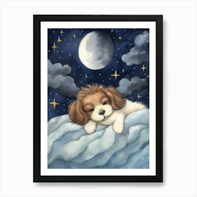 Baby Puppy 3 Sleeping In The Clouds Art Print