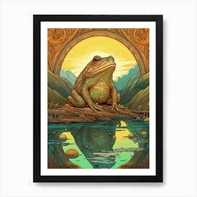 African Bullfrog On A Throne Storybook Style 8 Art Print