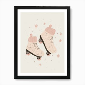 Pink Roller Skates, Nursery Wall Art for Kids Art Print