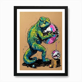 Disco Lizard 1 Art Print