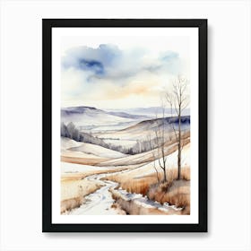 Watercolor Winter Landscape 3 Art Print