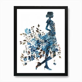 Silhouette Of A Woman With Flowers 10 Art Print