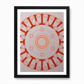 Geometric Abstract Glyph Circle Array in Tomato Red n.0256 Art Print