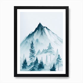 Mountain And Forest In Minimalist Watercolor Vertical Composition 71 Art Print