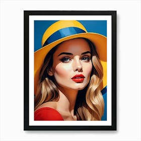 Woman Portrait With Hat Pop Art (19) Art Print