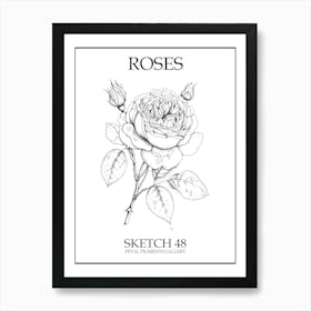 Roses Sketch 48 Poster Art Print