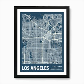 Los Angeles Blueprint City Map 1 Art Print