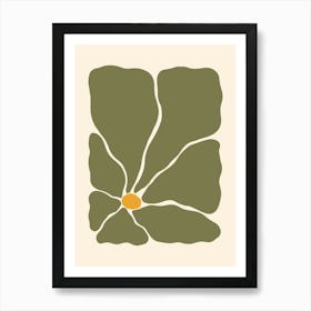 Abstract Flower 03 - Muted Green Art Print