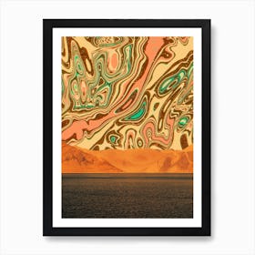 Retro Science Fiction Landscape Collage Art Print