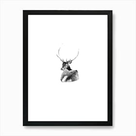 Elk Boho Minimalist Art Print Black and White Art Print