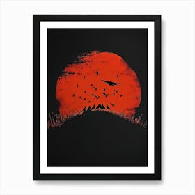 Sunset With Birds 1 Art Print