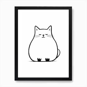 Minimalist Cat Line Drawing 3 Art Print