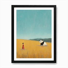  red girl and her panda Art Print