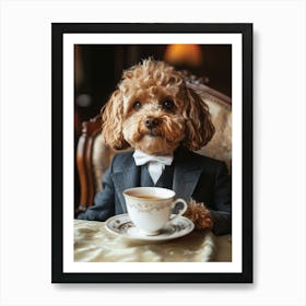 Cavapoo Having Afternoon Tea 3 Art Print